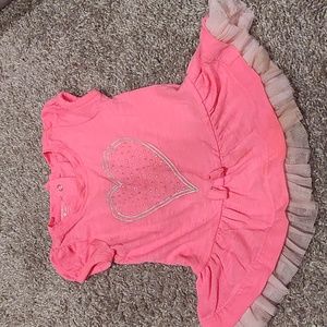 💖 Toughskins Heart Tunic Top – Size 18M – Pink with Tulle Hem